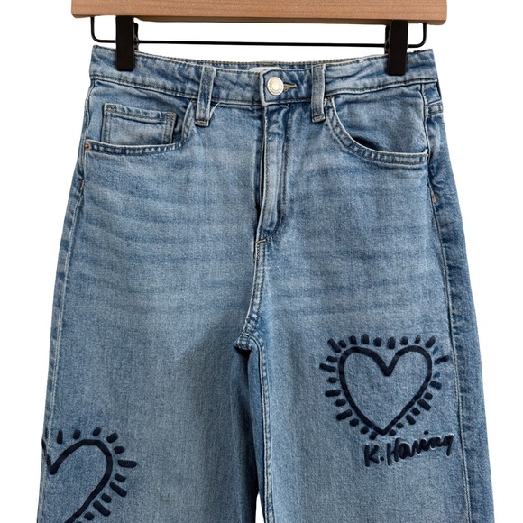 H&M Blue Wide Leg Jeans with Heart Design - Picture 2 of 10